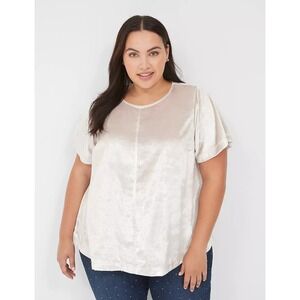 Lane Bryant Silver Shiny Sparkly Lurex Boatneck Swing Top Size 16‎